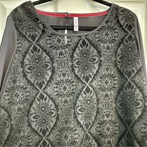 NWOT Xhilaration Black Velvet Paisley Sheer Blouse